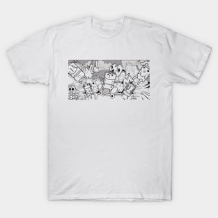 Happy cans pew cartoon illustration T-Shirt